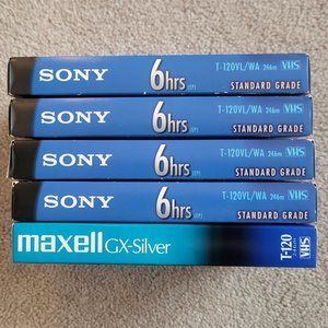 Bundle of 5 Blank VHS Tapes
